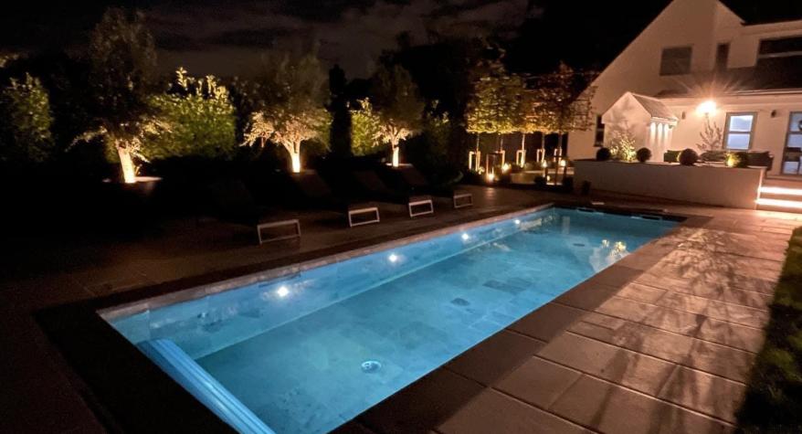 Swimming Pool Lighting With Pump House And Garden Power & Lighting