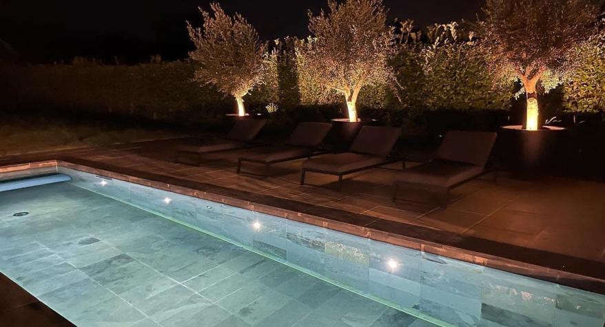 Swimming Pool Lighting With Pump House And Garden Power & Lighting